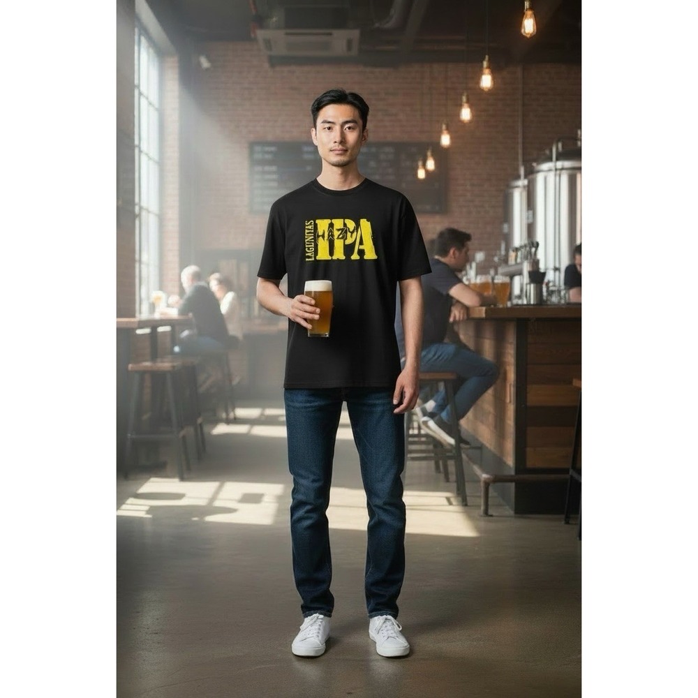 Lagunitas Brewing Tee Hazy IPA Men's Large Black Yellow Gildan Cotton T-Shirt - Picture 2 of 6